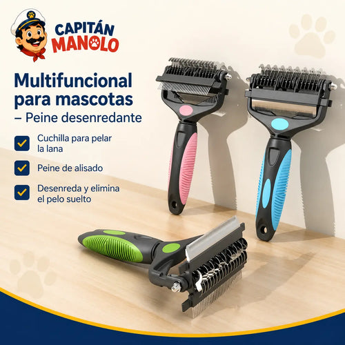 Peine multifuncional 3 en 1 para desenredar el pelo de mascotas